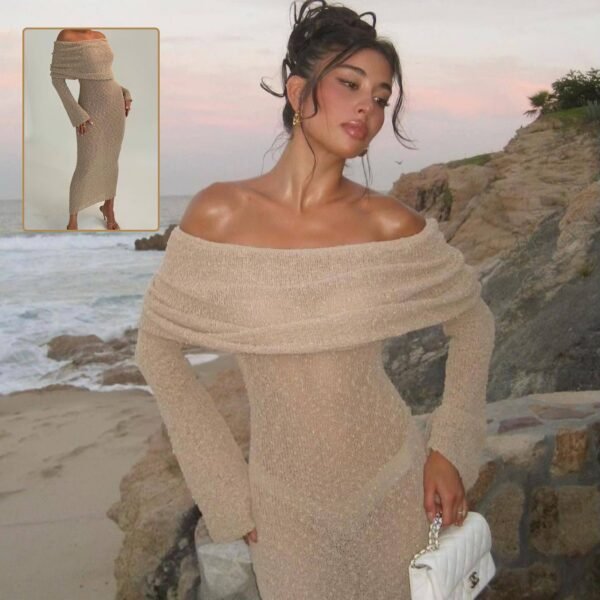 Capri Strapless Knitted Long-sleeved Dress