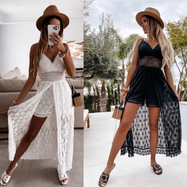 Caroline Crochet Jumpsuit Dress with Shorts