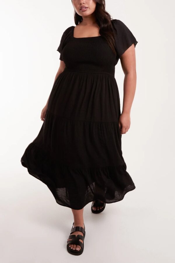 Riley square neck flutter sleeve dress - PLUS SIZE